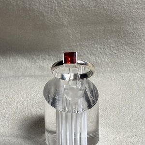 Sterling Silver Orange Sapphire Ring